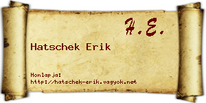 Hatschek Erik névjegykártya